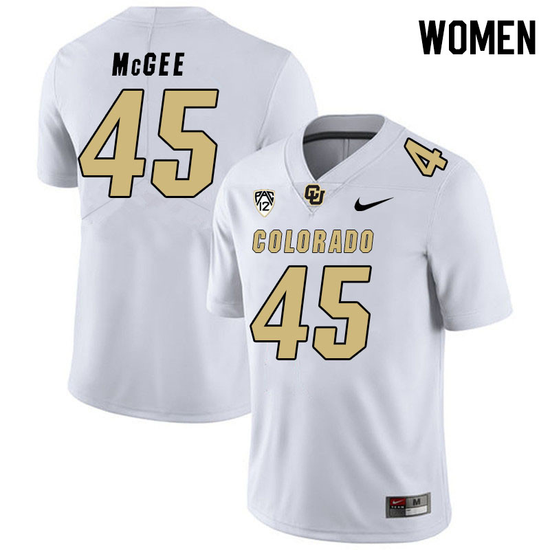 Women #45 Ahmir McGee Colorado Buffaloes College Football Jerseys Stitched Sale-White